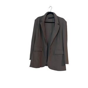 Boston Proper Beyond Travel Classic Boyfriend Blazer 14 Stone Beige Brown